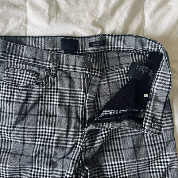 H&M Skinny Fit Pants Grey Lined White & Black - Picture 6 of 7